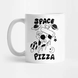 Space Pizza Black Line Mug